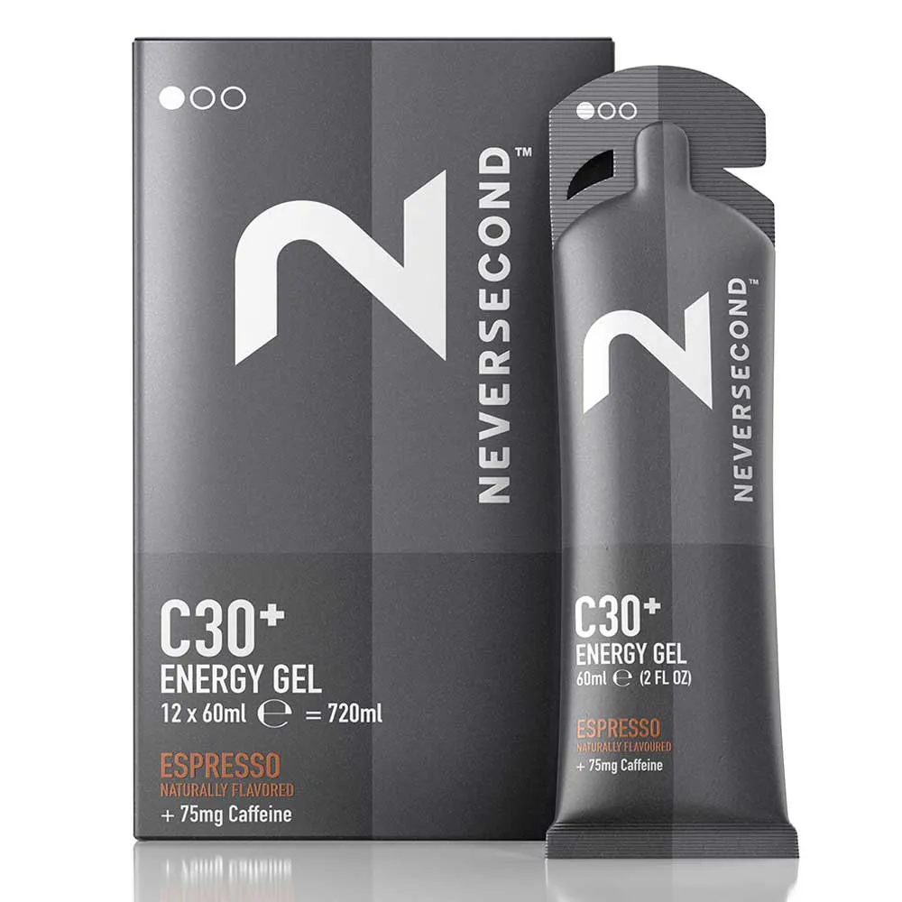 Neversecond C30+ Låda Med Energigeler Espresso 60ml 12 Enheter