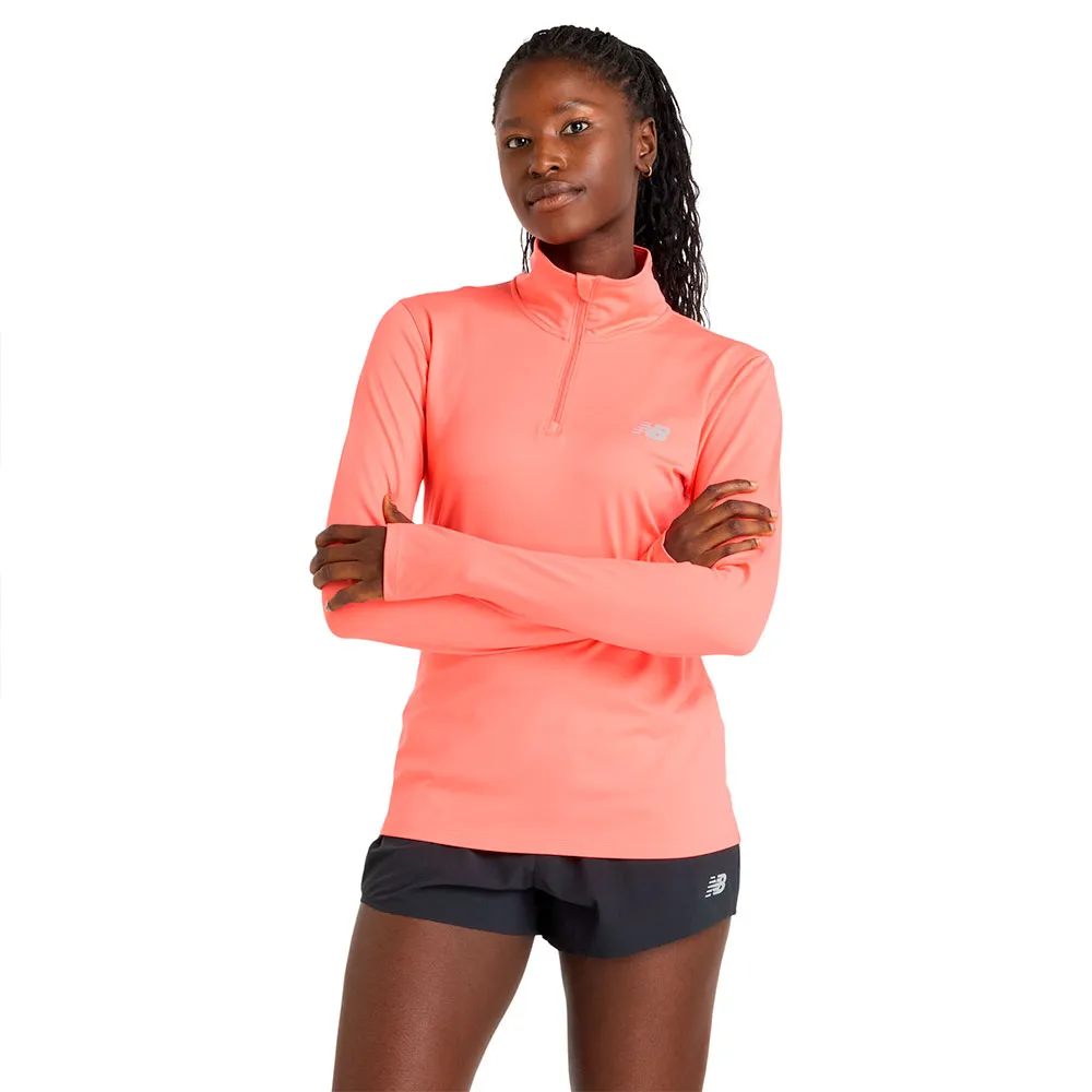New Balance Sport Essentials Space Dye Halv Dragkedja Långärmad T-shirt female