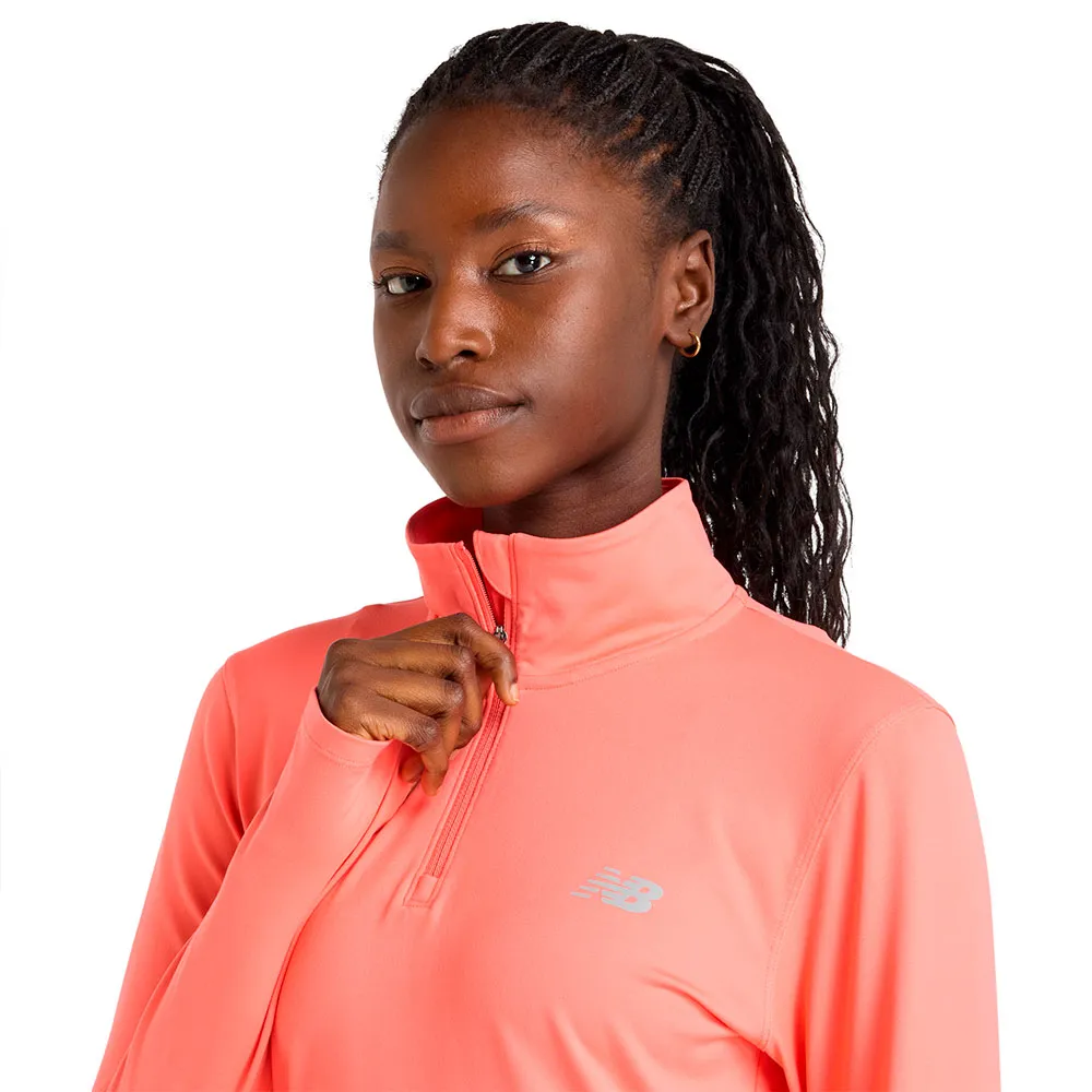New Balance Sport Essentials Space Dye Halv Dragkedja Långärmad T-shirt female