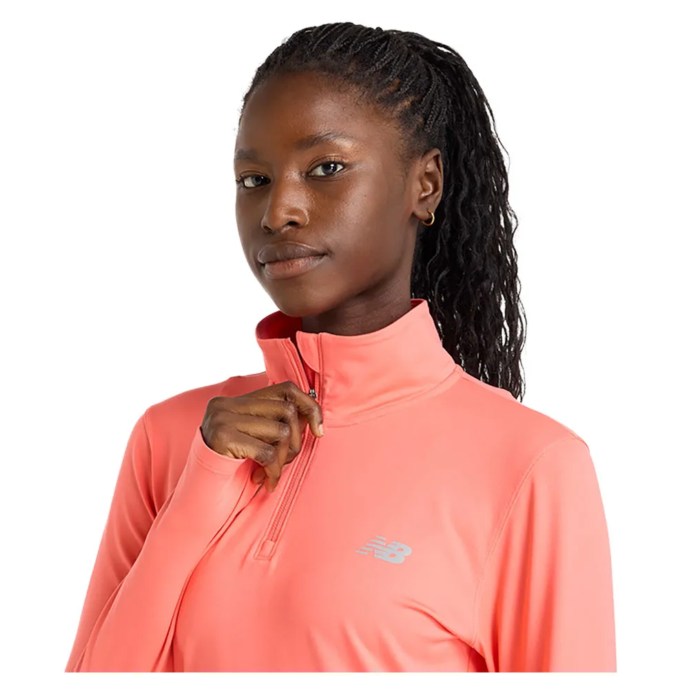 New Balance Sport Essentials Space Dye T-shirt Med Lång ärm female, Drift red 686