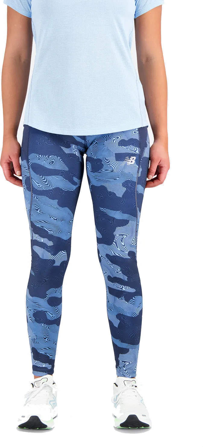 New Balance Women's Printed Impact Run Tight, Blue Haze Heather