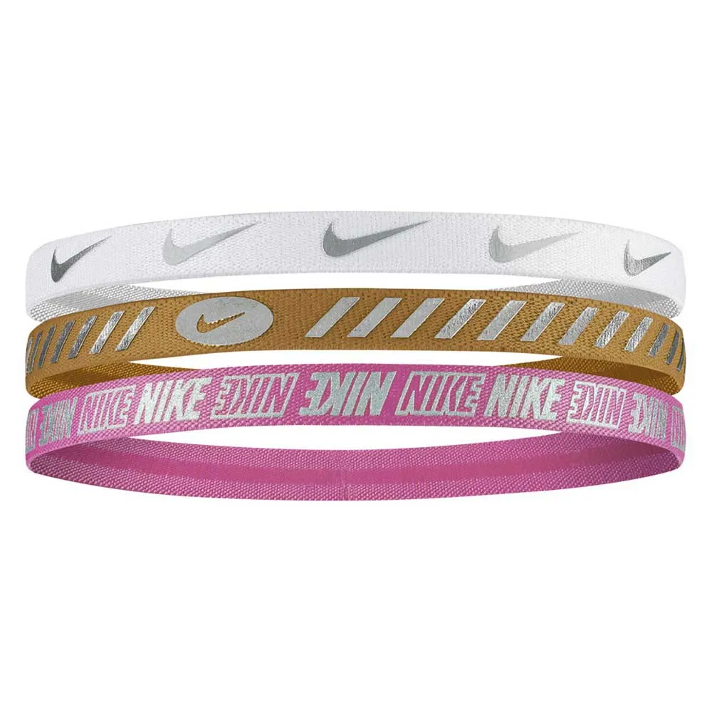Nike 3.0 Metallic Hårband 3 Enheter male, White / brown / fus Nike 3.0 Metallic Hårband 3 Enheter male, White / brown / fus
