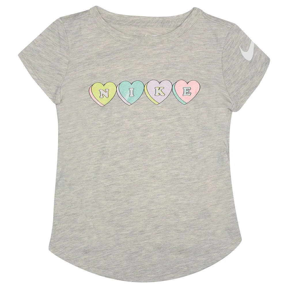 Nike Sweet Hearts T-shirt Med Korta ärmar, Grey heather, 6-7Y