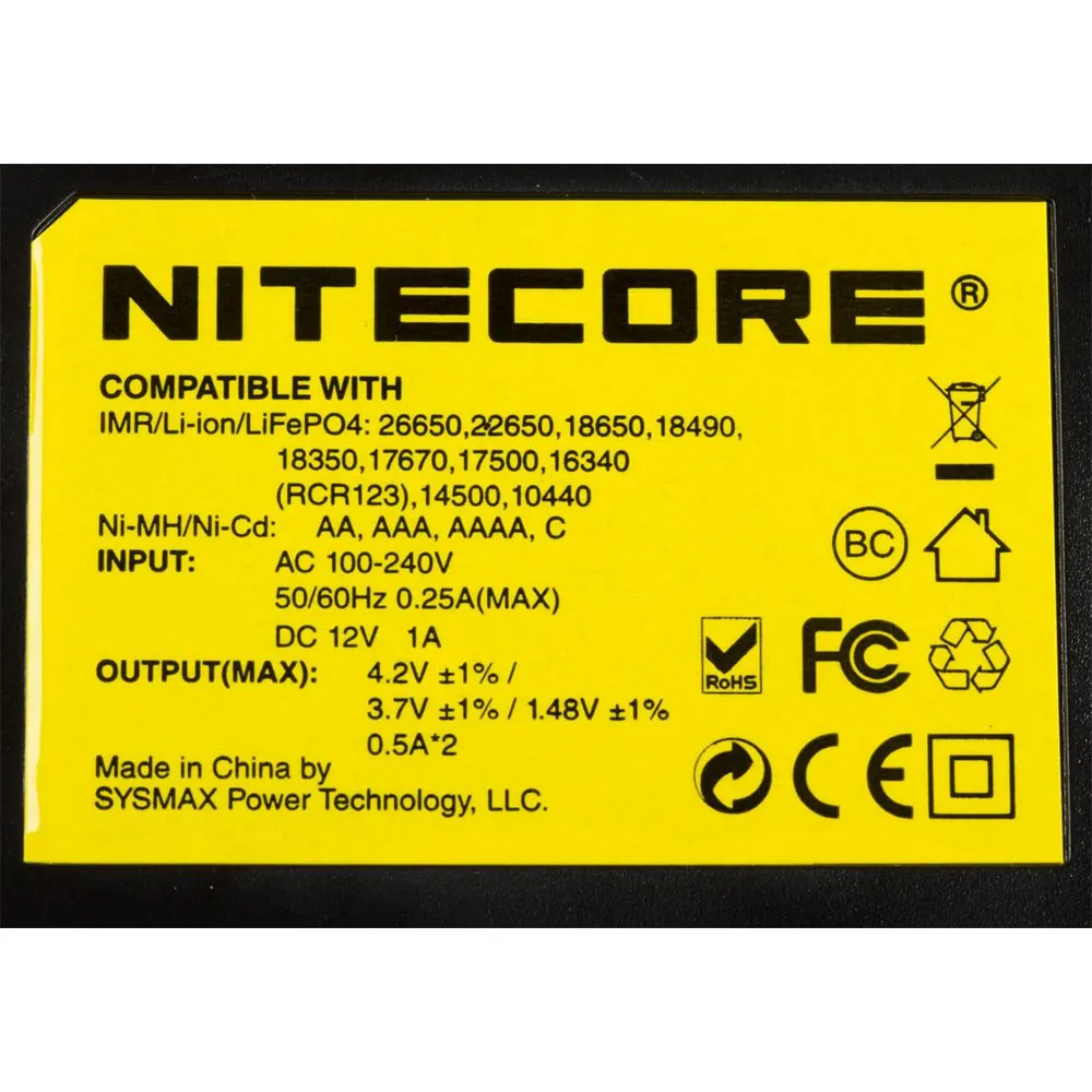 Nitecore Digicharger D2 Batteriladdare, Black, One Size