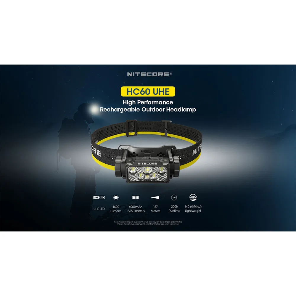 Nitecore Hc60 Uhe Pannlampa, Black / yellow, 1600 Lumens