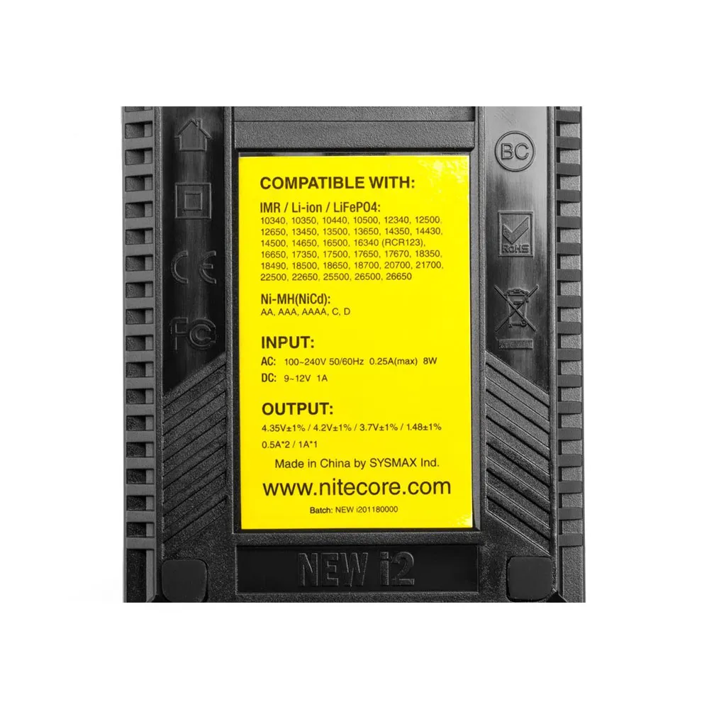 Nitecore Intellicharger New I2 Batteriladdare, Black, One Size