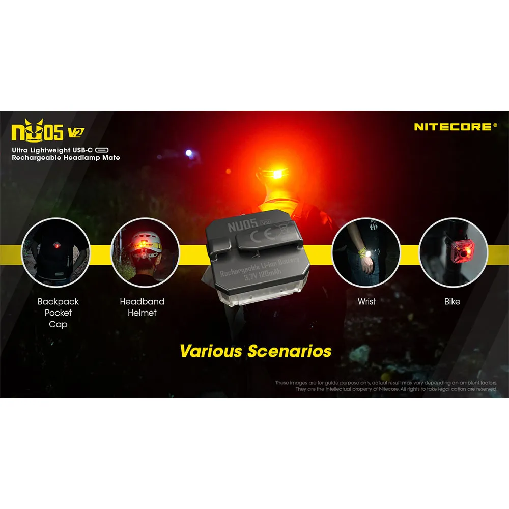 Nitecore Nu05 V2 Ficklampa, Black, 40 Lumens