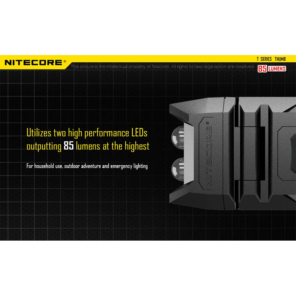Nitecore Thumb Ficklampa, Black, 85 Lumens