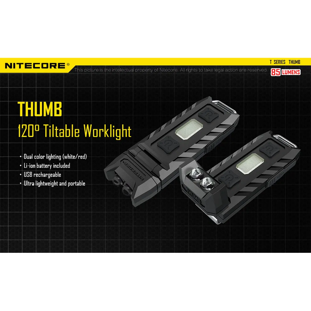 Nitecore Thumb Ficklampa, Black, 85 Lumens