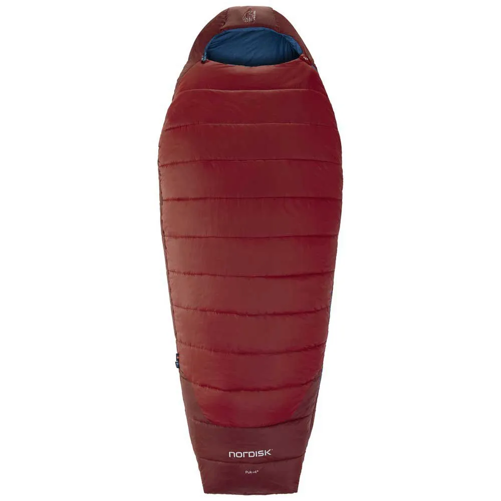 Nordisk Puk +4ºc Sovsäck, Sun-dried tomato / majolica blue / syrah, Left Zipper