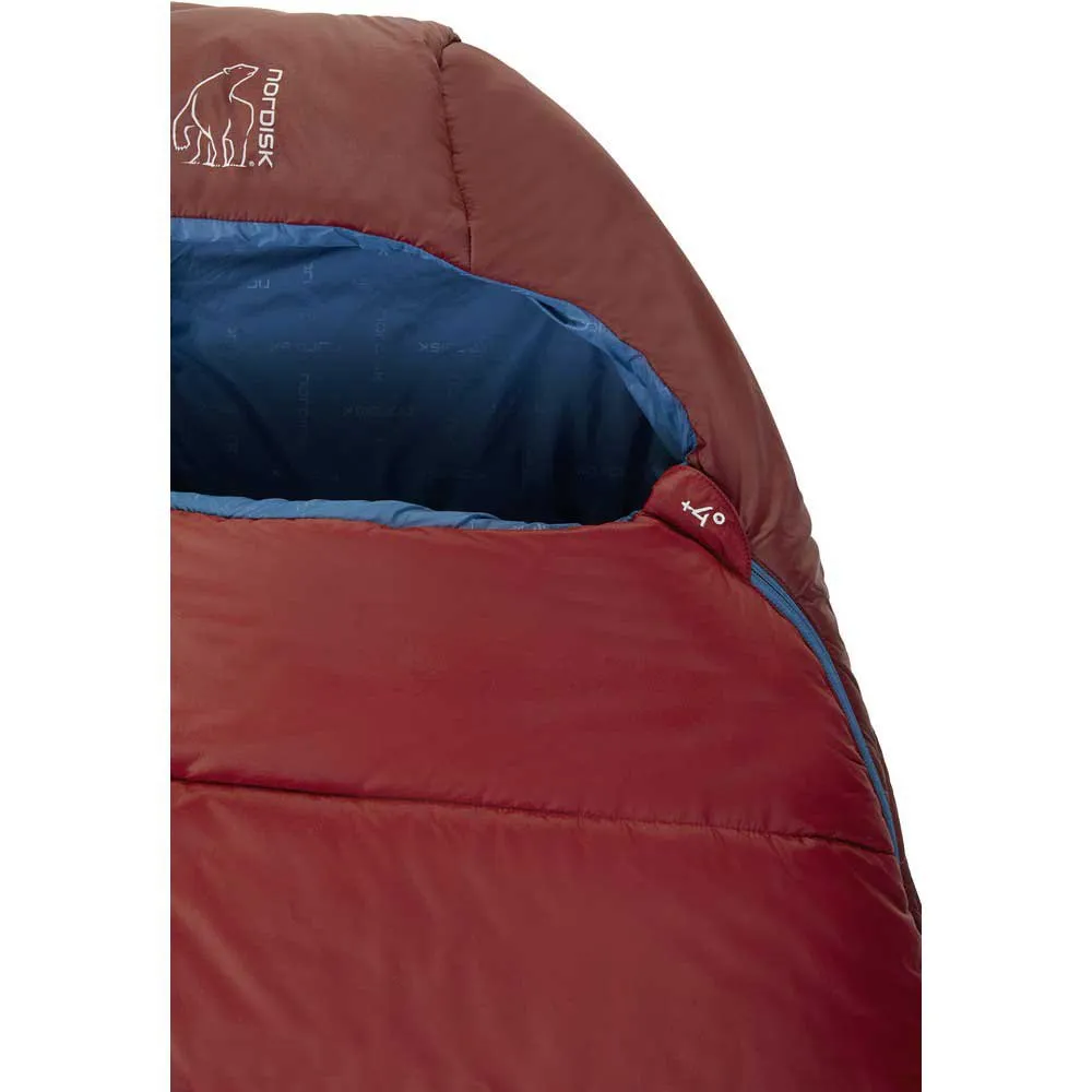 Nordisk Puk +4ºc Sovsäck, Sun-dried tomato / majolica blue / syrah, Left Zipper