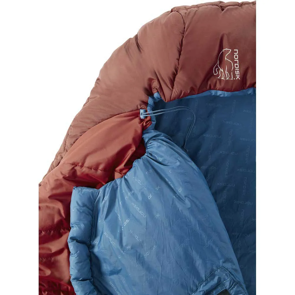 Nordisk Puk +4ºc Sovsäck, Sun-dried tomato / majolica blue / syrah, Left Zipper