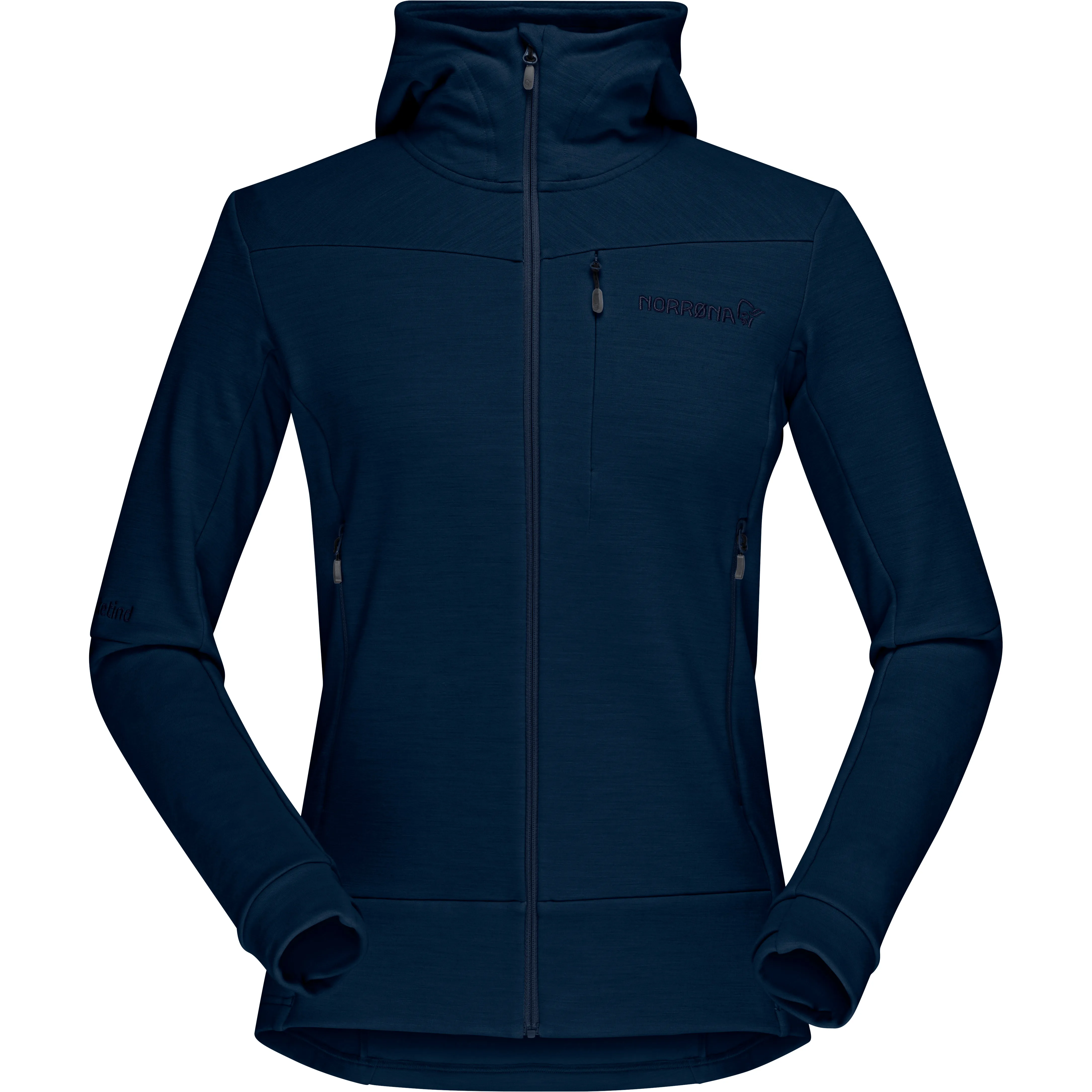 Norrøna Women's Falketind Warmwool2 Stretch Zip Hood, Indigo night Norrøna Women's Falketind Warmwool2 Stretch Zip Hood, Indigo night