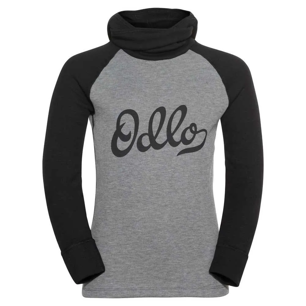 Odlo Active Warm Eco Huvtröja, Black / steel grey melange, 8Y