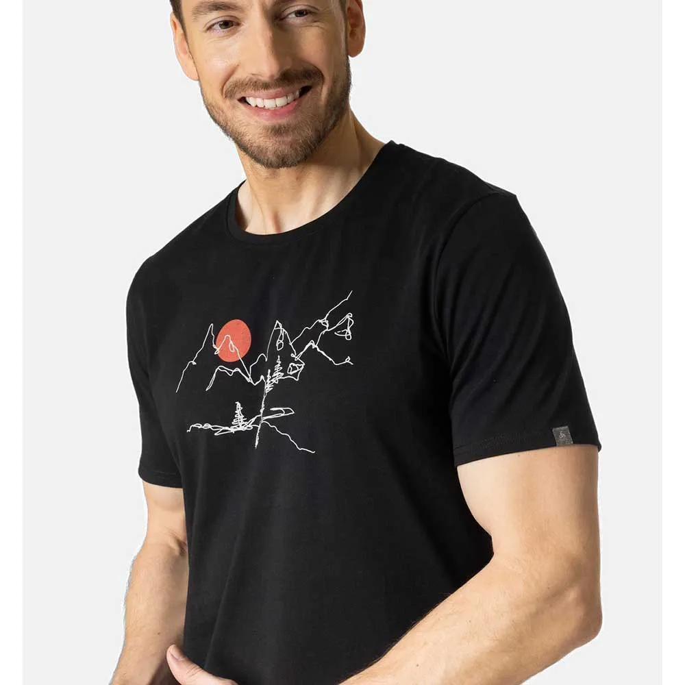 Odlo Crew Nikko Landscape T-shirt Med Korta ärmar, Black
