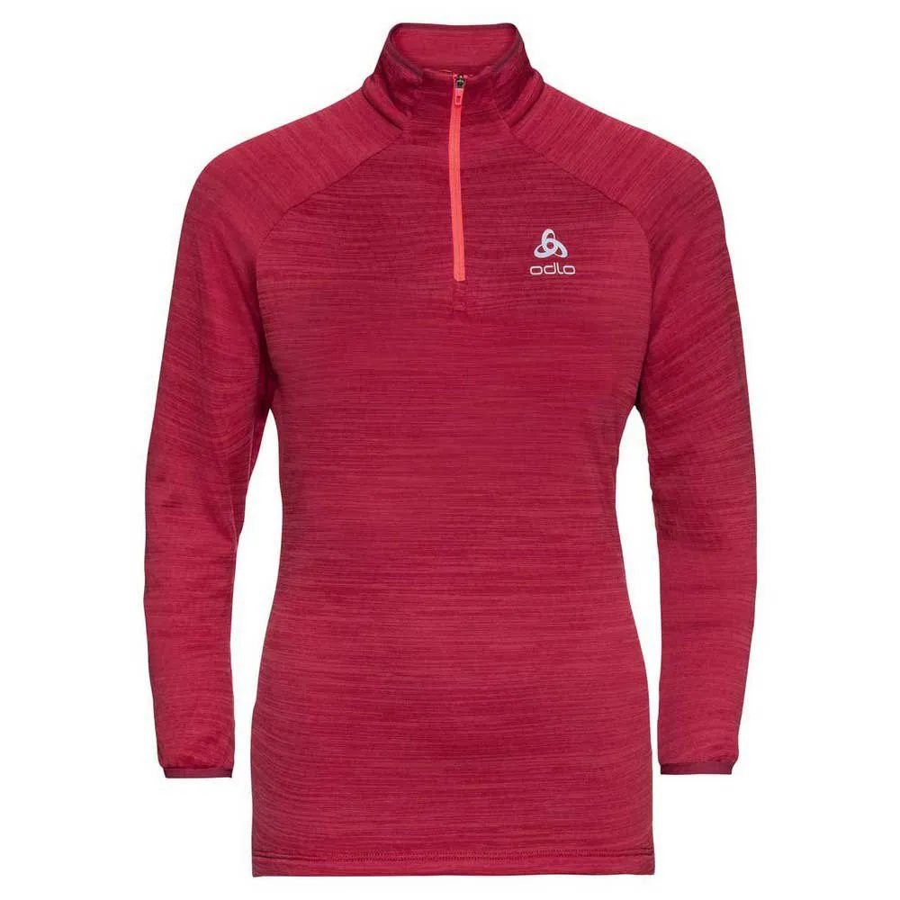 Odlo Run Easy Warm Fleece Med Halv Dragkedja, Deep claret melange