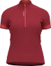 Odlo Women's T-shirt S/U Collar S/S 1/2 Zip Essential, American Beauty/Cayenne