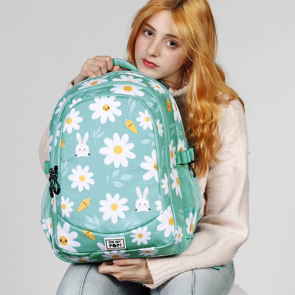 Oh My Pop Blomstrande Plus Springande Ryggsäck, Turquoise