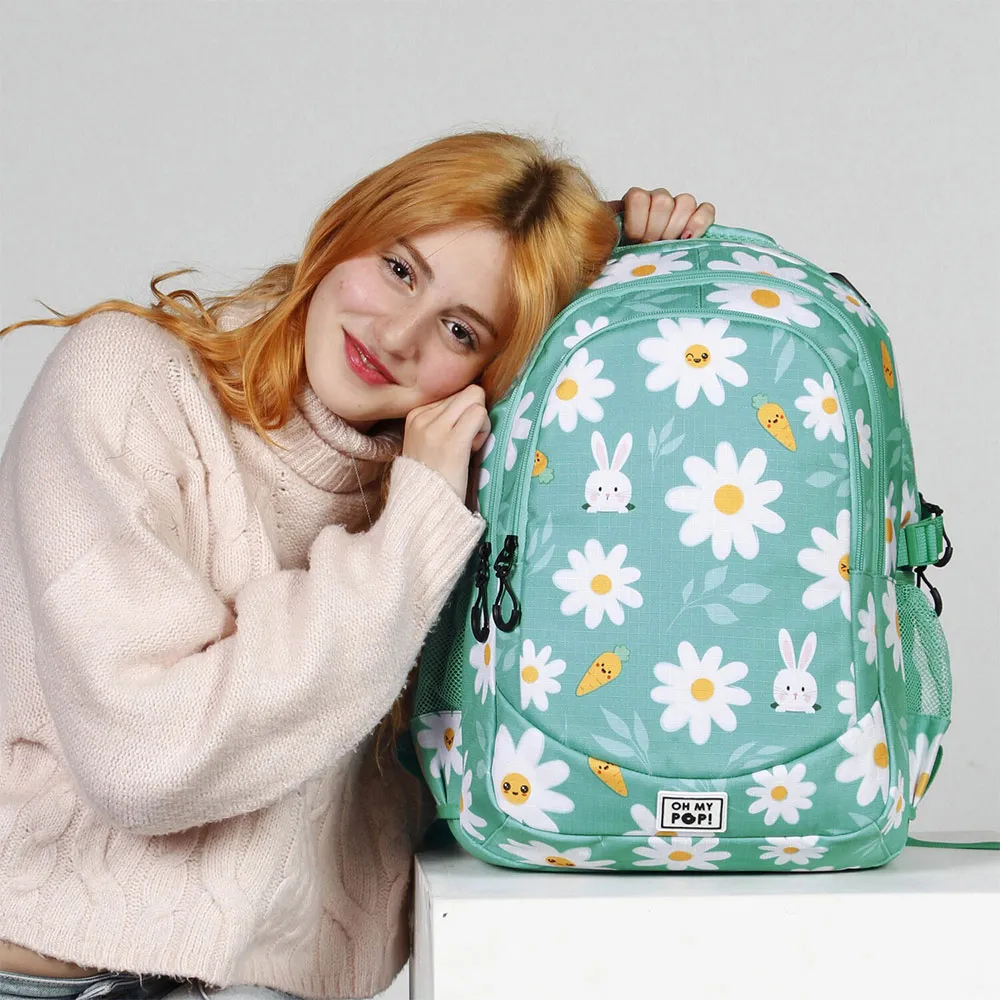 Oh My Pop Blomstrande Plus Springande Ryggsäck, Turquoise