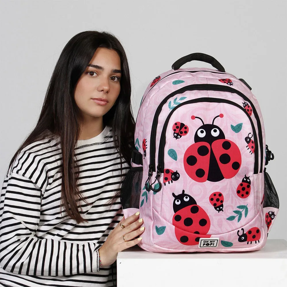 Oh My Pop Nyckelpiga Plus Springa Ryggsäck, Pink