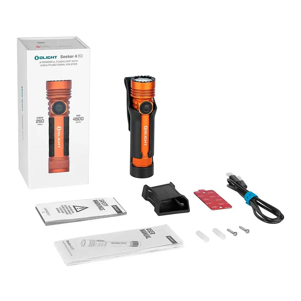 Olight Seeker 4 Pro Led-ficklampa, Orange, 46000 Lumens