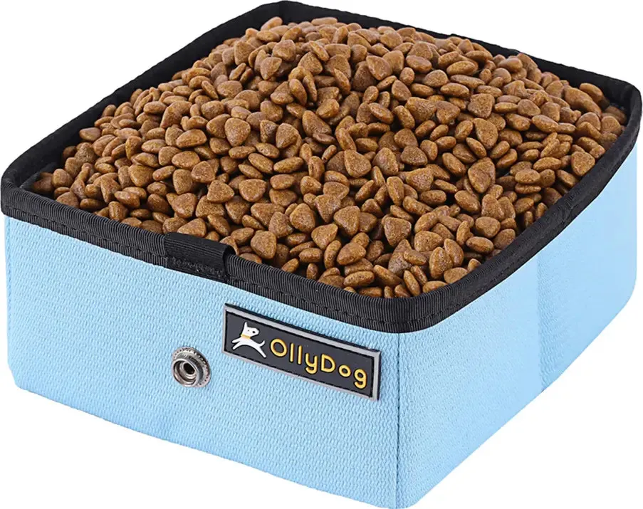 OllyDog Crumple Travel Bowl, Air blue, One Size