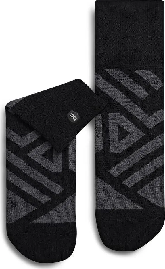 On Women's Performance High Sock, Black/shadow