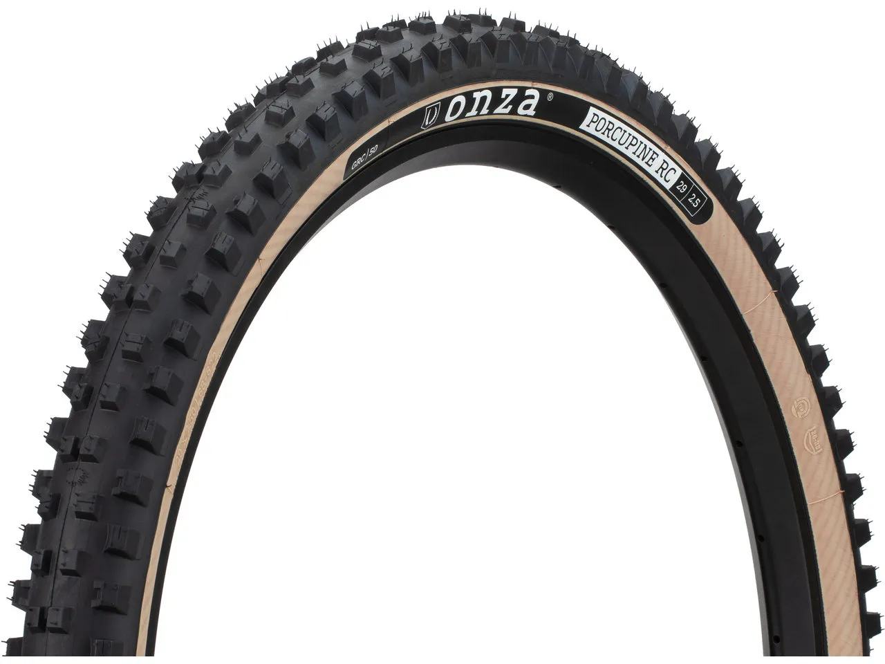 Onza Porcupine RC SC50 Skinwall 29" Faltreifen, Black / Brown, 29" x 2.50 Onza Porcupine RC SC50 Skinwall 29" Faltreifen, Black / Brown, 29" x 2.50