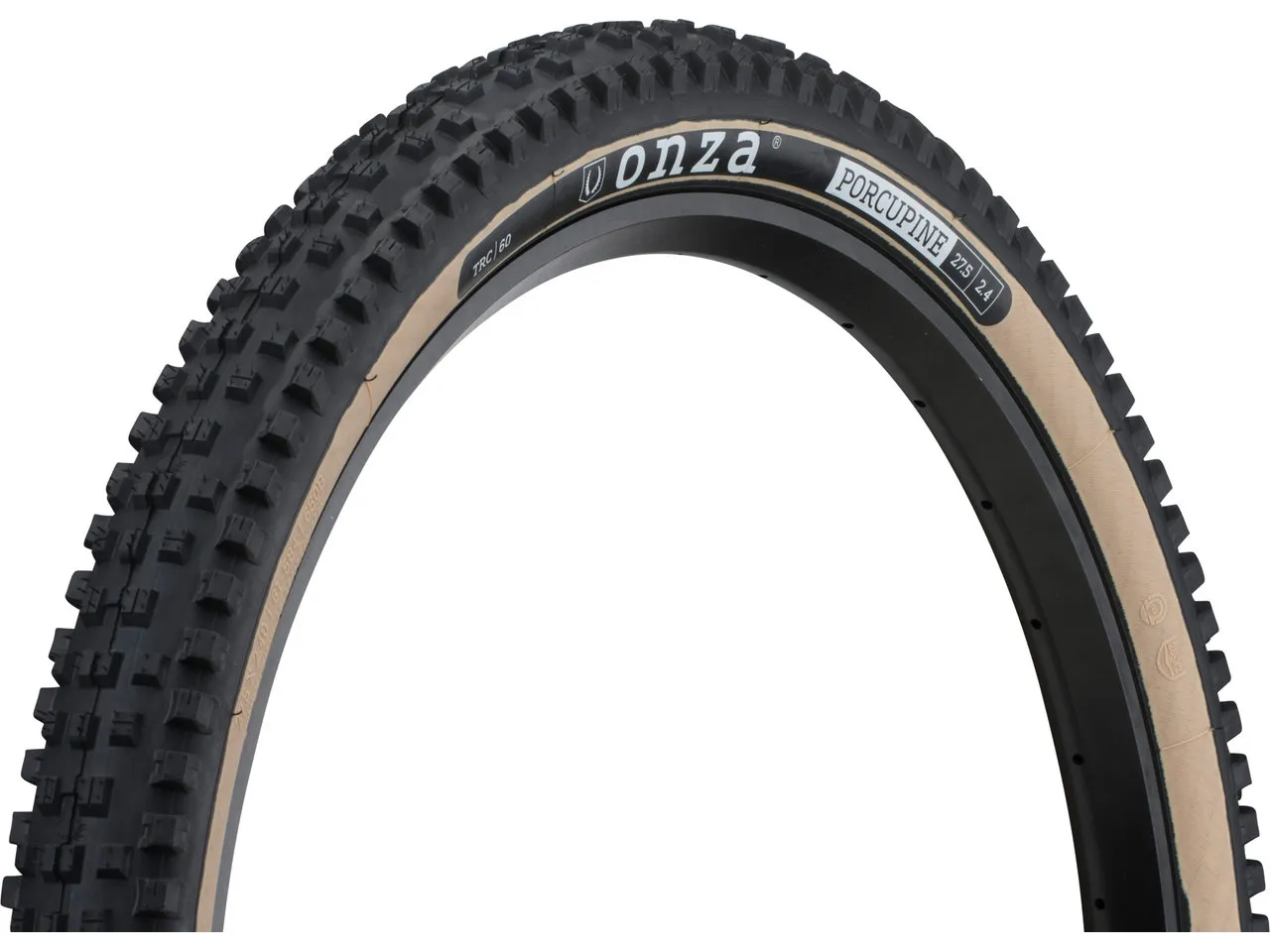 Onza Porcupine TRC MC60 Skinwall 29" Faltreifen, Black / Brown, 29" x 2.40 Onza Porcupine TRC MC60 Skinwall 29" Faltreifen, Black / Brown, 29" x 2.40