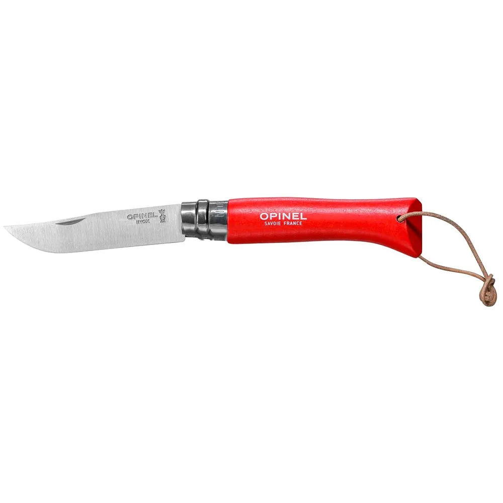 Opinel No 08 Red With Sheath Fällkniv, Silver, One Size