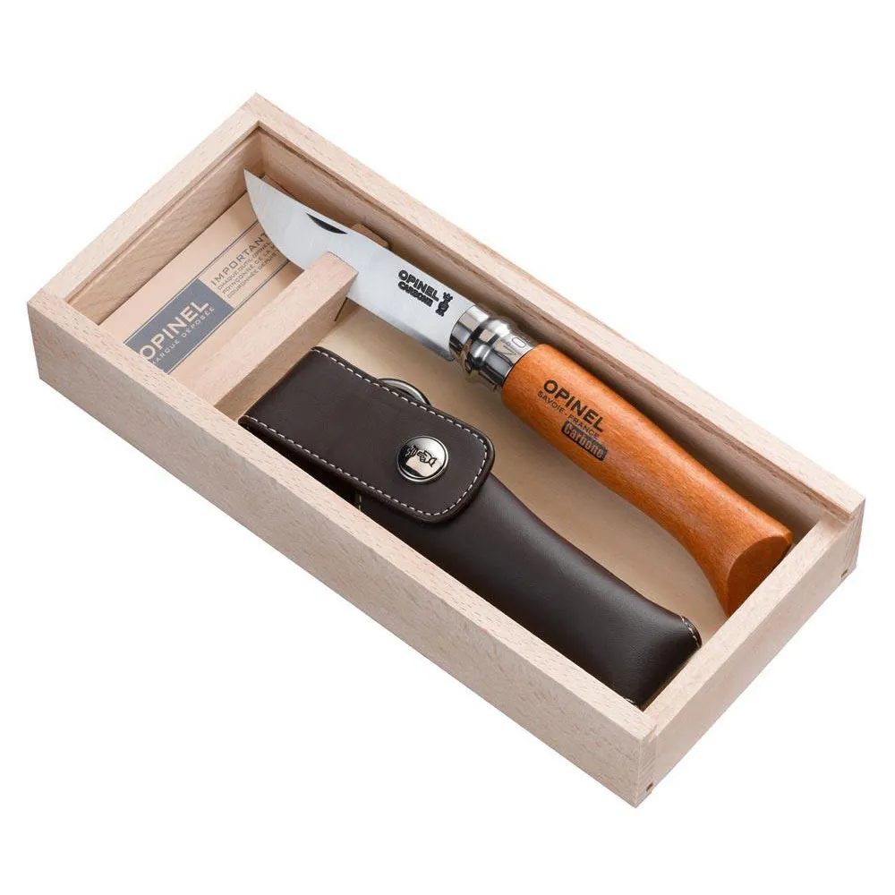 Opinel Wooden Gift Box Nº8+sheath Fällkniv, Natural, 8.5cm