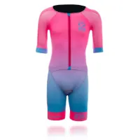 Otso Fluo Pink & Light Blue Kortärmad Triathlondräkt male