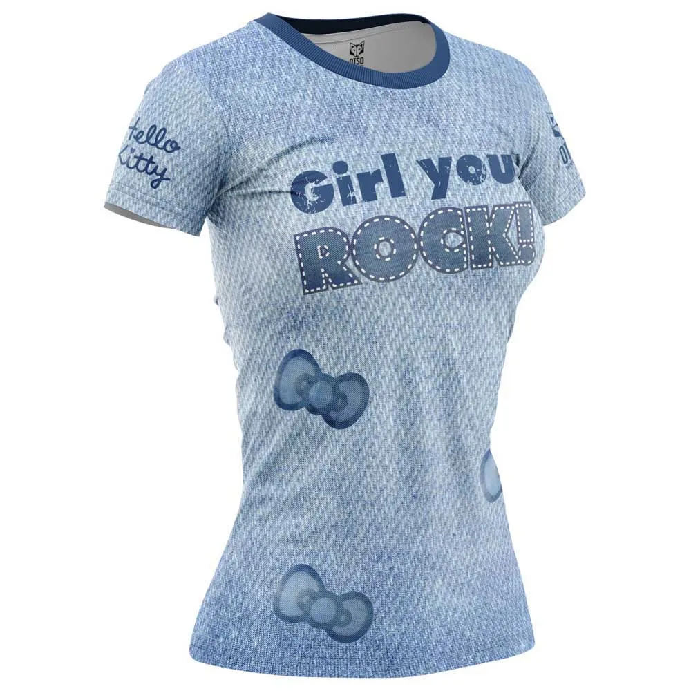 Otso Hello Kitty Denim T-shirt Med Korta ärmar Kvinna