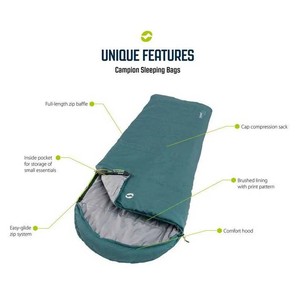 Outwell Campion Lux Double Sovsäck, Dark grey, Left Zipper