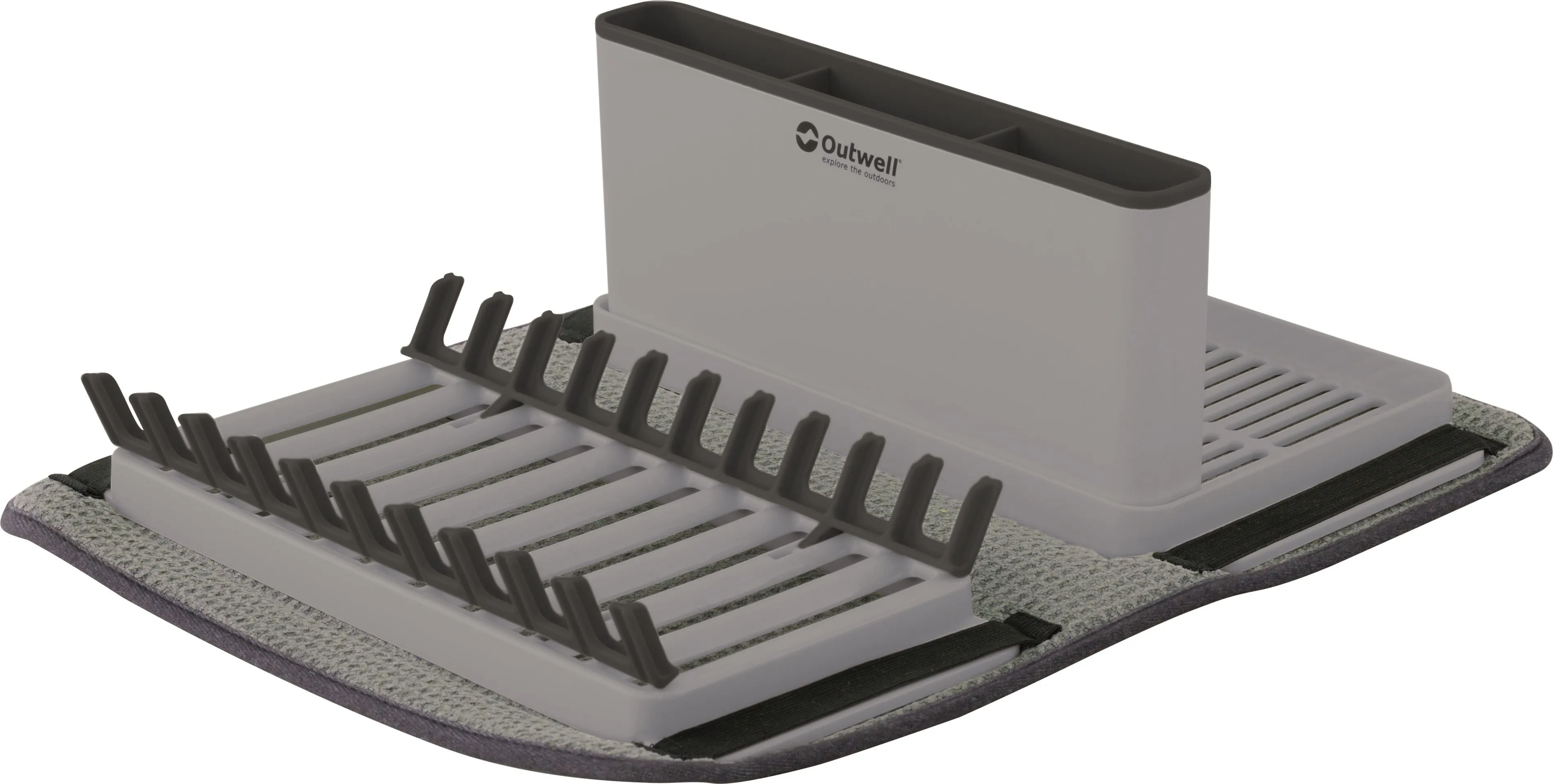 Outwell Dunton Foldable Dish Rack With Sponge Drain, Grey, One Size