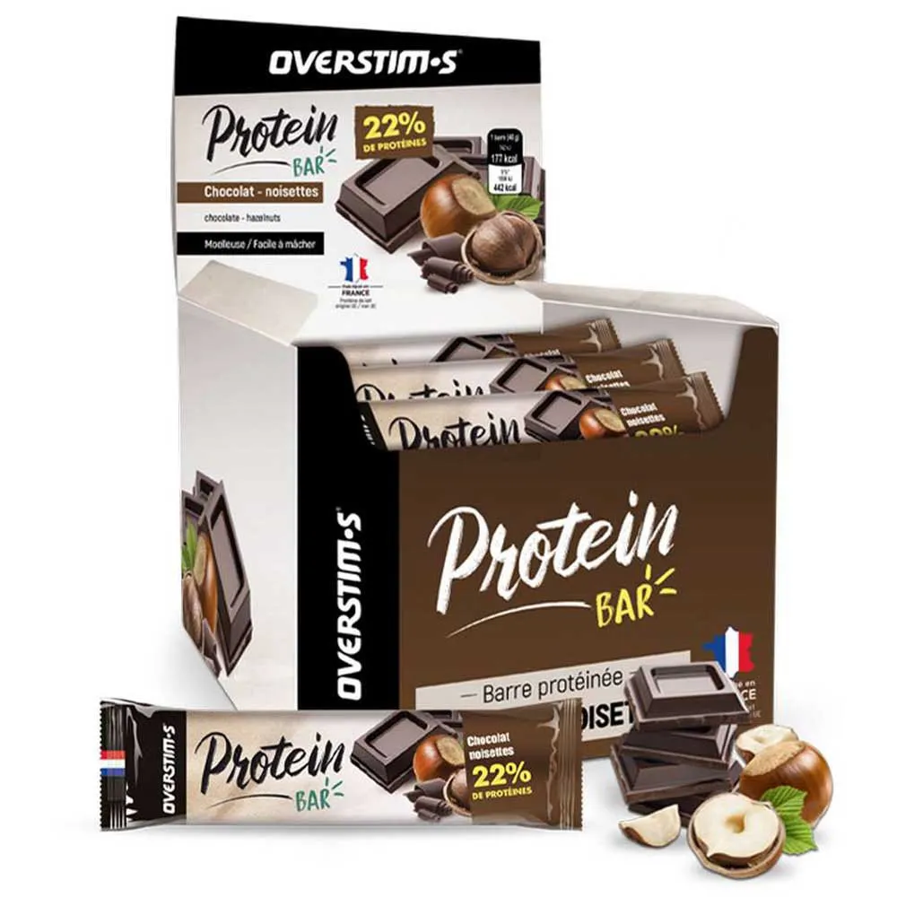 OVERSTIM.s Proteic Energibar Låda Choklad Och Hasselnöt 32 Enheter, White / brown / black, One Size