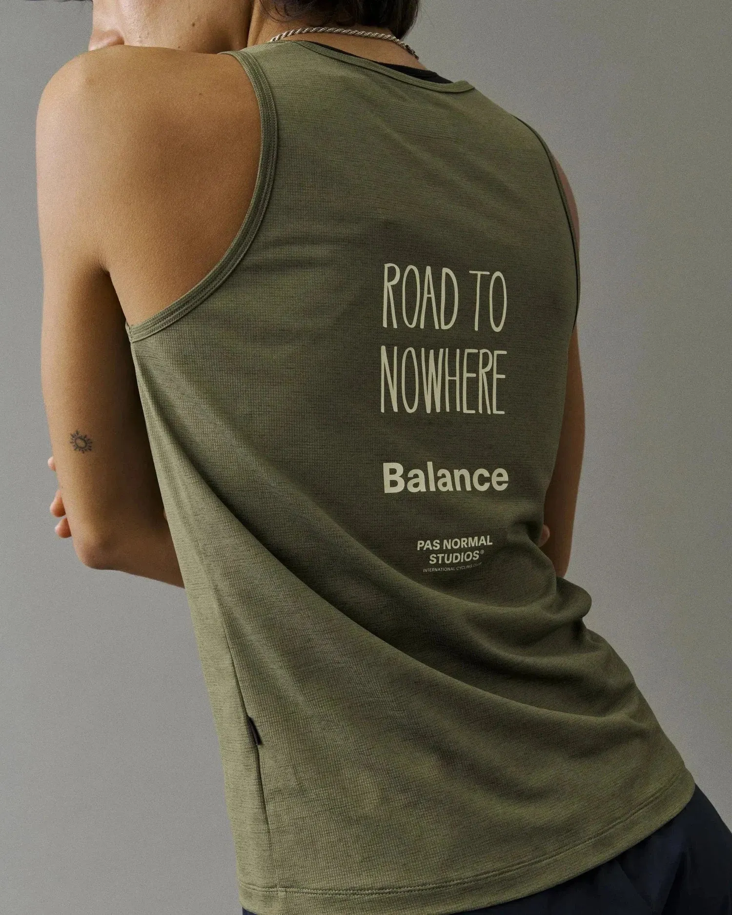 Pas Normal Studios Balance Sleeveless Women Top, Olive grey, XXS