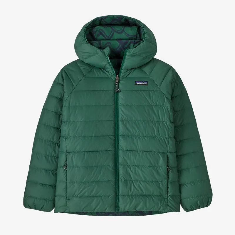 Patagonia Ks Reversible DownSweater Hoody, Small currents: conifer green Patagonia Ks Reversible DownSweater Hoody, Small currents: conifer green
