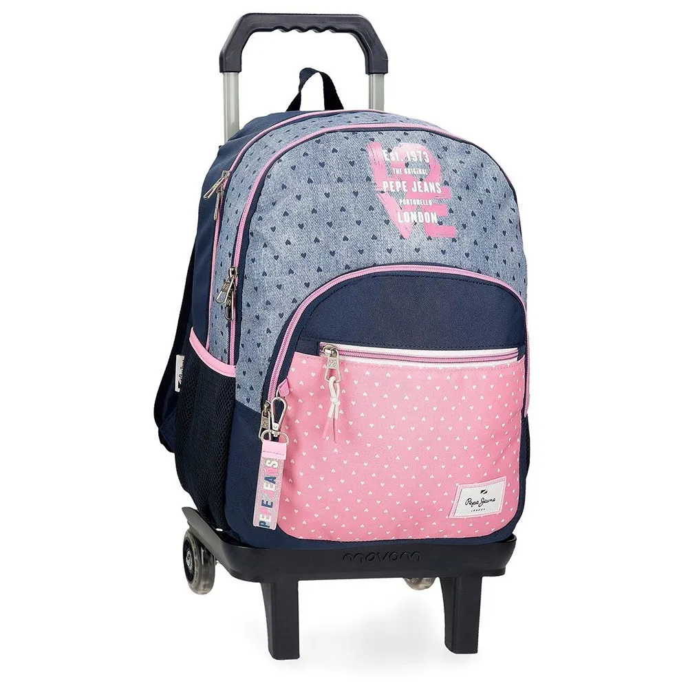 Pepe Jeans Adapt. Noni Denim 44 Cm 26l Ryggsäck Med Hjul, Multicolor