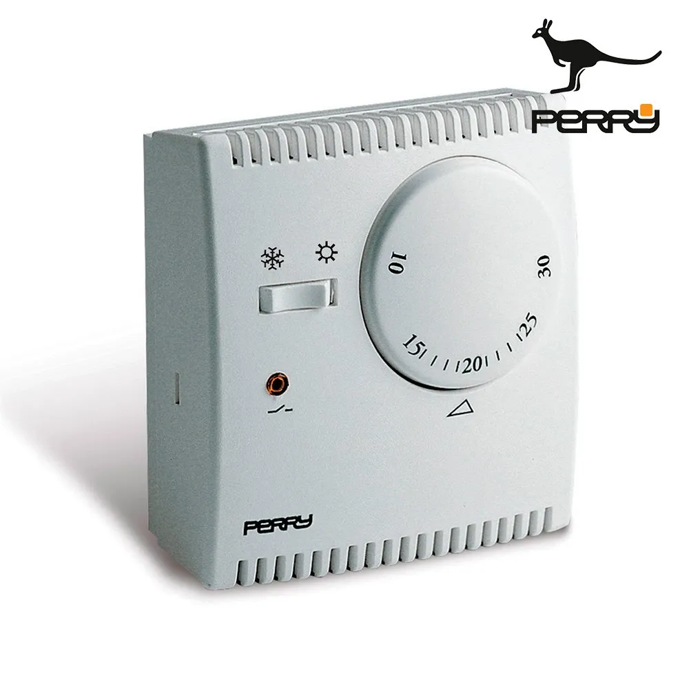 Perry Teg Analog Termostat Med Ljus Och Väljare, White, One Size