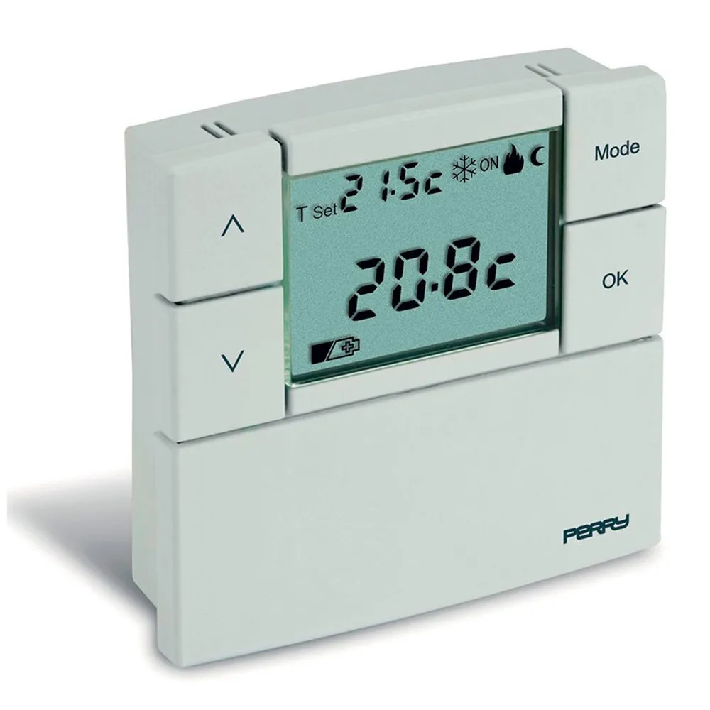 Perry Zefiro Digital Smart Termostat 84x84 Mm, White, One Size