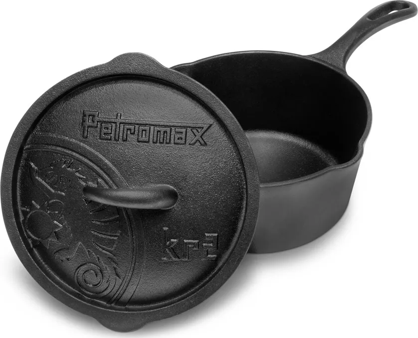 Petromax Cast-Iron Saucepan with lid Kr2, Black, 2L
