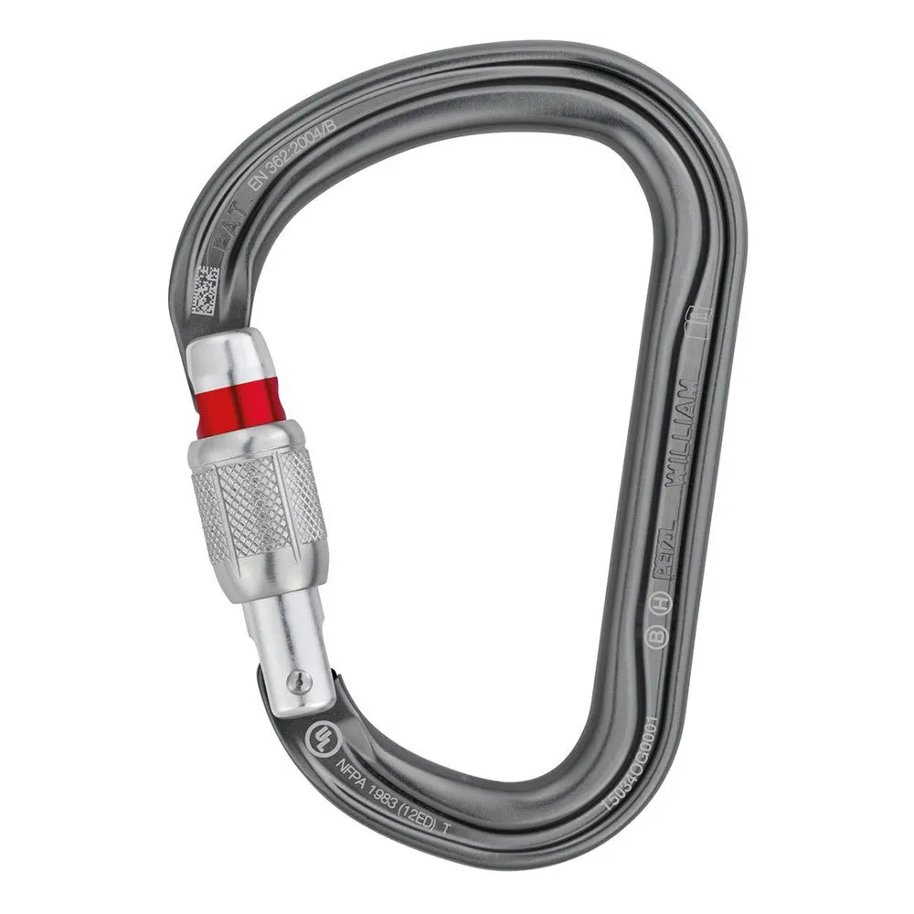 Petzl William Screw Lock Karabinkrok, Silver, One Size