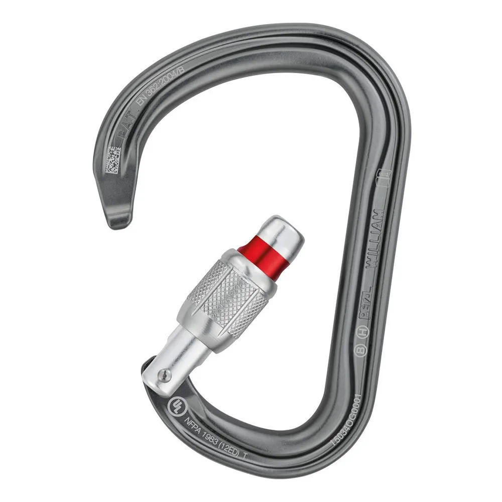 Petzl William Screw Lock Karabinkrok, Silver, One Size