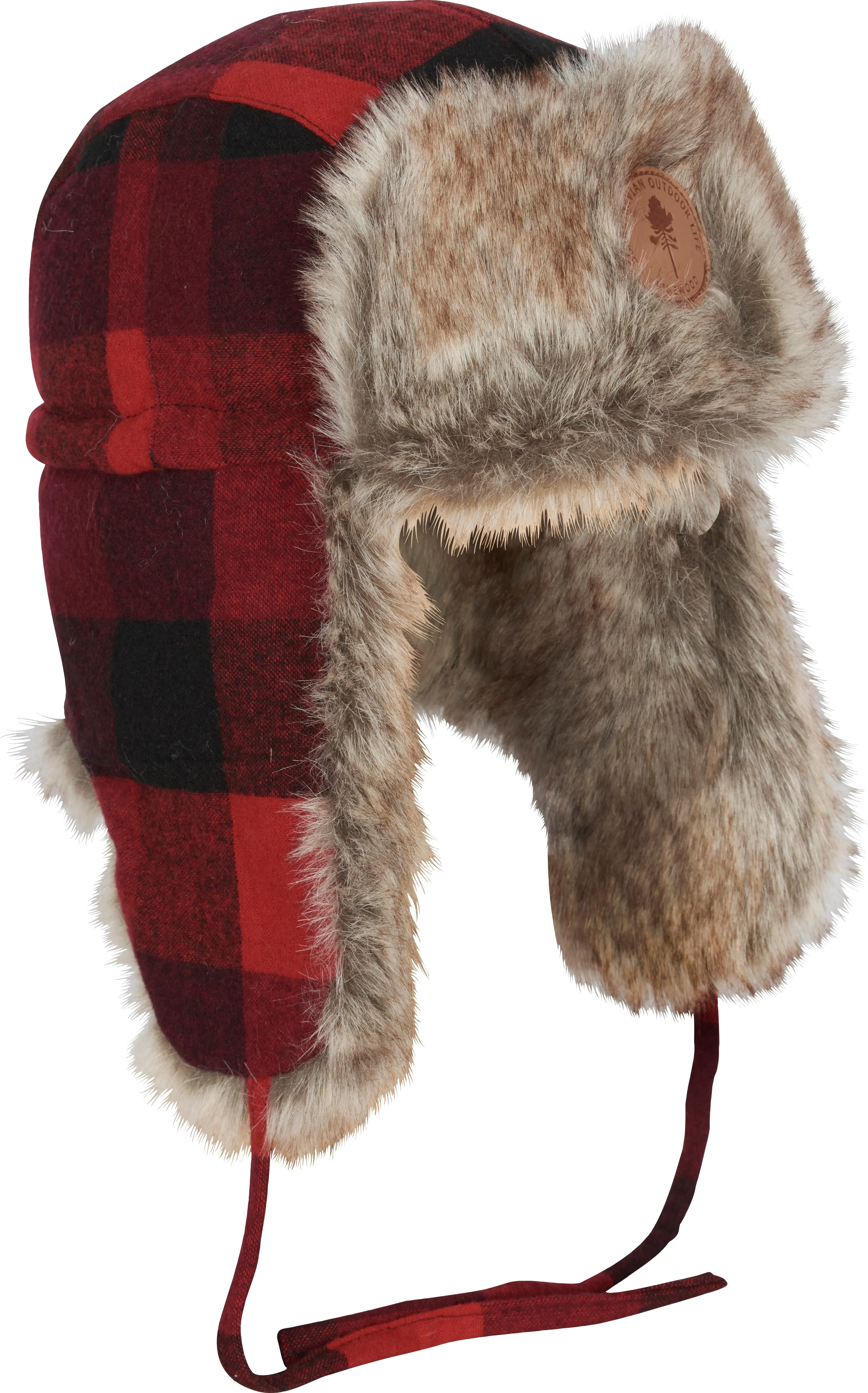 Pinewood Classic Checked Fur Hat, Red/Black Pinewood Classic Checked Fur Hat, Red/Black