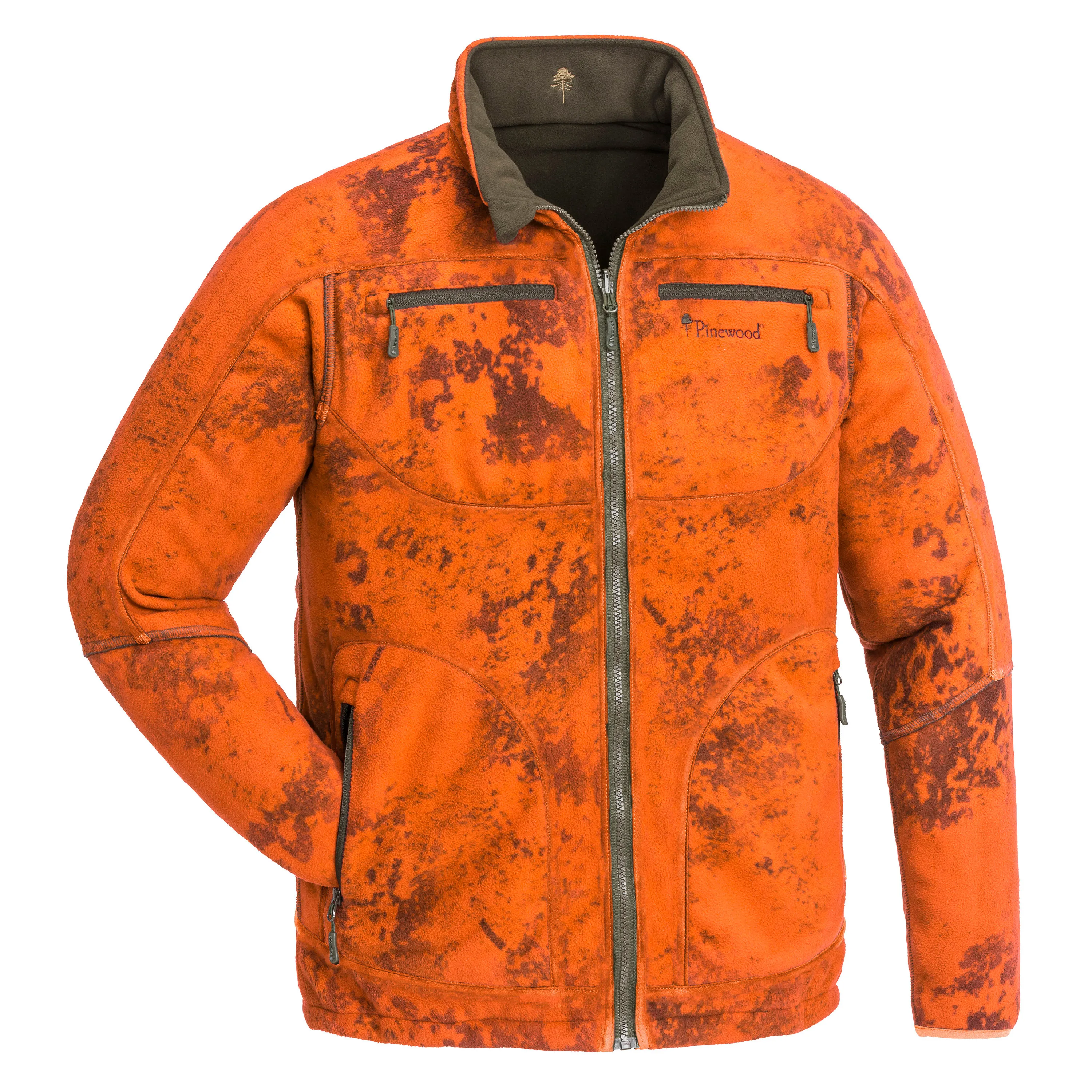 Pinewood Men's Red Deer Camou Fleece Jacket, Strata Blaze/SuedeBr Pinewood Men's Red Deer Camou Fleece Jacket, Strata Blaze/SuedeBr