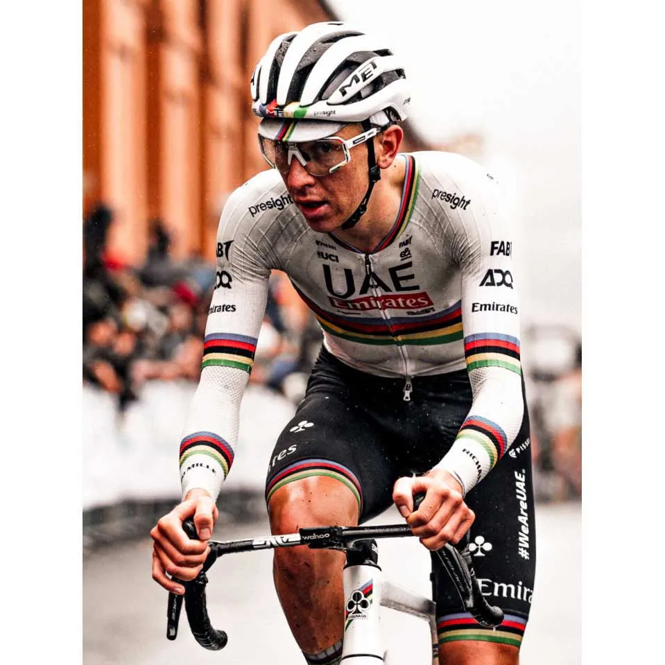 Pissei Replica World Champion Tadej Pogacar 2024 Uae Team Emirates Korta ärmar Cykeltröja
