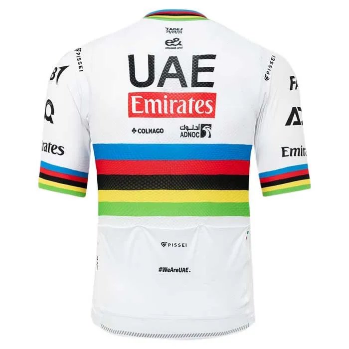 Pissei Replica World Champion Tadej Pogacar 2024 Uae Team Emirates Korta ärmar Cykeltröja