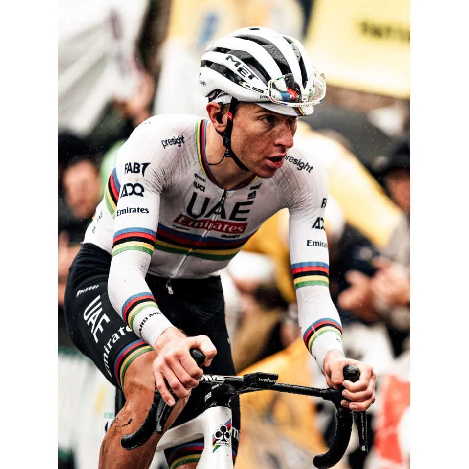Pissei Replica World Champion Tadej Pogacar 2024 Uae Team Emirates Korta ärmar Cykeltröja