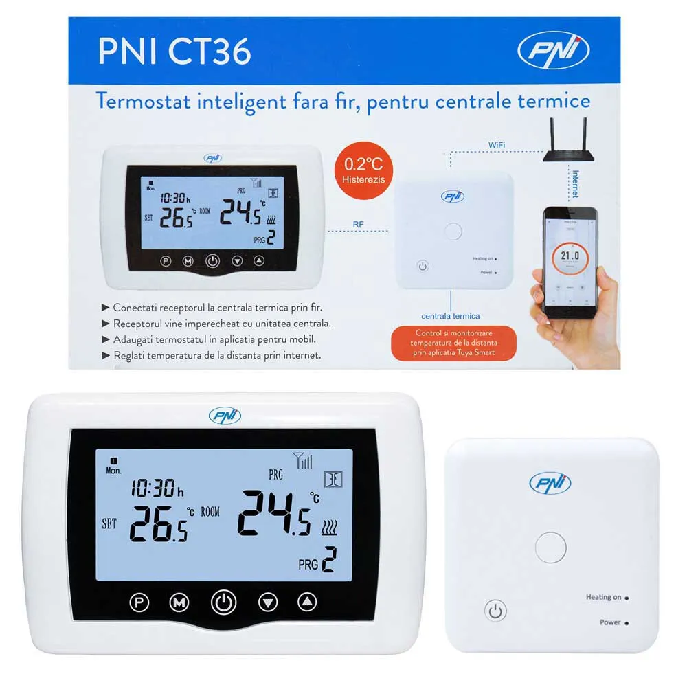 PNI Ct36 Smart Termostat, Black / white, One Size